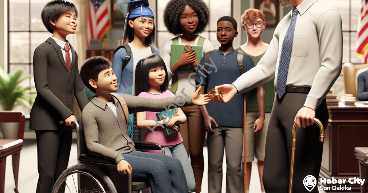 "Hisarcık Kaymakamı Atam'dan Özel Öğrencilere Anlamlı Jest" başlıklı haber için fotorealistik, profe