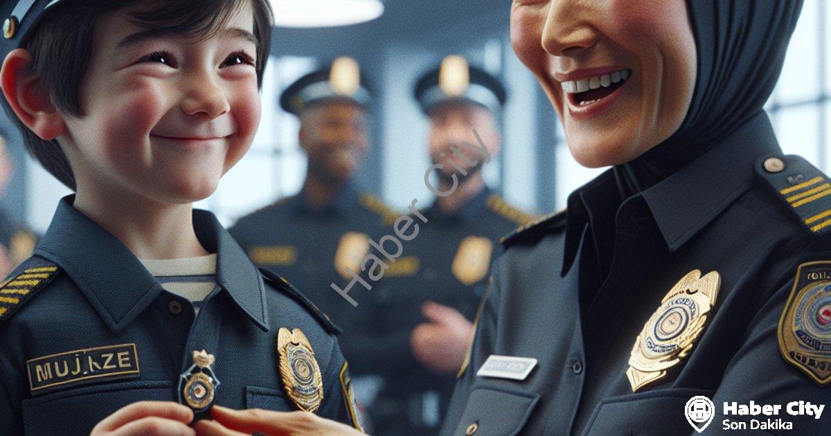 "Muğla Emniyeti Hamza'nın Polislik Hayalini Gerçeğe Dönüştürdü" başlıklı haber için fotorealistik, p