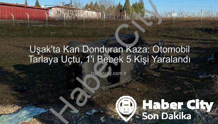 Uşak’ta Kan Donduran Kaza: Otomobil Tarlaya Uçtu, 1’i Bebek 5 Kişi Yaralandı
